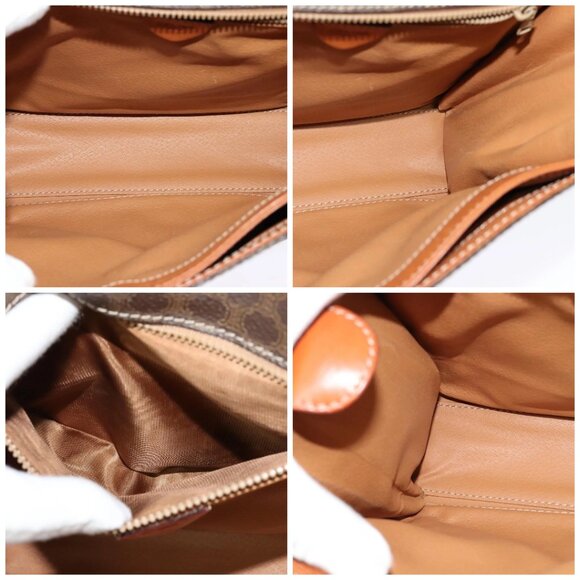 CELINE Macadam Canvas Circle Shoulder Bag PVC Leather Brown Gold Auth MX459 - Picture 16 of 16